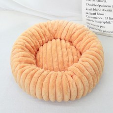 Honey Bubble 寵物舒適條紋熟睡圓形坐墊 靠墊, 1個, 橘色