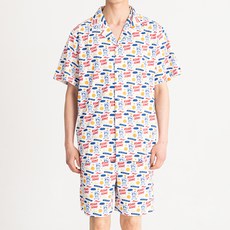 男款 BTS 聯名印花圖案睡衣上下套裝