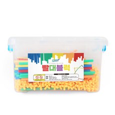 GRIT 秸稈積木立體造型玩樂創意玩具玩具教材1000p, 黃色(接頭)+隨機出貨(吸管)