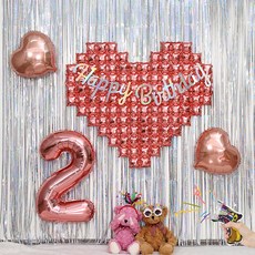 피앤비유니티 빅하트 생일장식세트 모음, 숫자형 로즈골드 2, 1세트