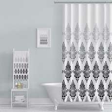 Artyhome 幾何圖案浴室浴簾 + 窗簾掛鉤組, 1套, TYPE10