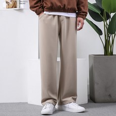 DANGOON 男士內刷毛寬腰帶防皺長褲