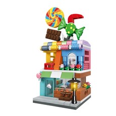 젠토이 購物街積木系列 222p C0347B, 糖果店