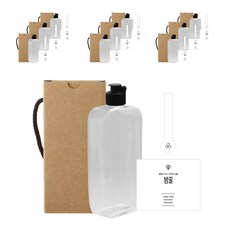 扁平空瓶 300ml+黑色蓋子+簡約瓶身貼紙 L號+瓶封貼紙 白色+手提紙盒, 10組