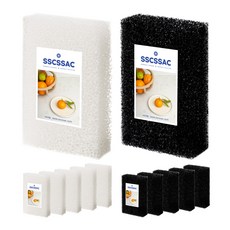 SSCSSAC 聚氨酯過濾菜瓜布 白色6入 + 黑色6入組, 1套, 6個
