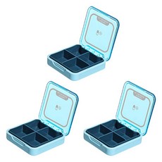透明迷你藥盒 藍色, 3個
