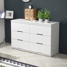 리빙 와이드 3단 서랍장 1200 방문설치, 화이트, 6개