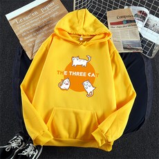 THE THREE CAT 오버핏 기모 임산부 후드티