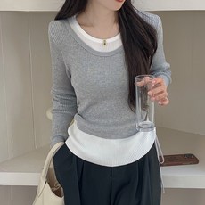 TANIZ 女款Divine假兩件式抽繩針織T恤