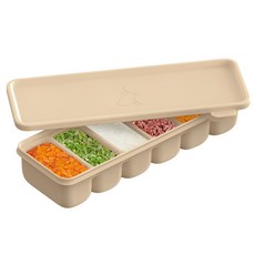 Attirabbit 矽膠多功能分裝盒 6格 420ml 布丁米色 1入, 1個