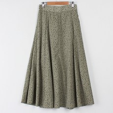 빼빼 여성용 뒷밴딩 점박이 플레어 롱 스커트