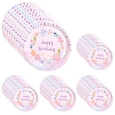 PARTYHAE 生日派對盤 小美人魚 18cm, 10個, 5套