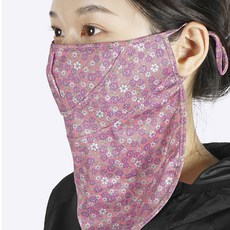 HIGH MOUNT JECO 女性用花朵防紫外線口罩 窗簾型, 粉紅色, 1個