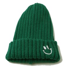 孩童微笑刺繡羅紋毛帽