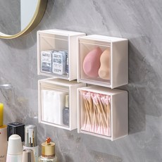 solve living 免鑽孔黏貼式迷你收納盒, 白色, 4個