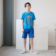 KISPO 短袖圓領印花T恤+5分褲