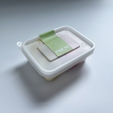 Tina Picnic 迷你半透明3格一次性容器 20入 + 感謝貼紙淺綠色 20入套組, 1套, 一次性容器 + 貼紙