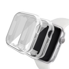 루아르모 애플워치 TPU 액정보호 풀커버 케이스 2p, 투명, 투명