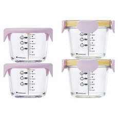 LocknLock 樂扣樂扣 Little Luv Dear 系列 混合蓋圓形副食品儲存罐 260ml 4入組 薰衣草紫, 4入
