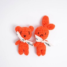 미스티코티타 DIY 팡파레프렌드 미니벨벳 코바늘인형 뜨개질 패키지 세트, 오렌지, 1세트