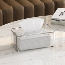 Makuwaku 現代分隔型多功能面紙盒 素面 大 MHJ082, 1個, 透明