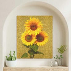 세잔느화실 골드해바라기 풍수인테리어 캔버스 액자 5 골드 해바라기 세송이, 5.골드 해바라기 세송이