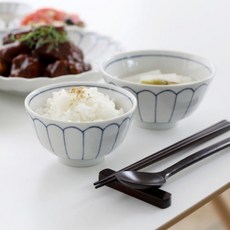 新蒲公英碗筷 2人組, 白色 藍色, 飯碗 2入+大碗 2入