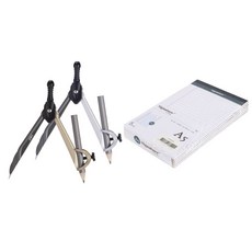 deLi 有線筆記紙 A5 白色 5入+筆型圓規組 2款, 1套