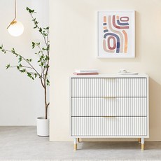 헤이몰리 앤의 시크릿 침실 비비 템바보드 서랍장 방문설치, 화이트, 3단