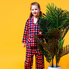 CL STORY 女孩童百合格紋棉質居家服組