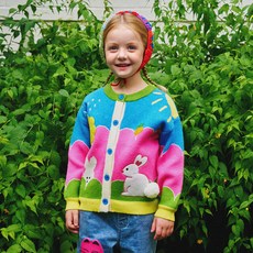 minidou 兒童經典胡蘿蔔兔子針織開襟衫