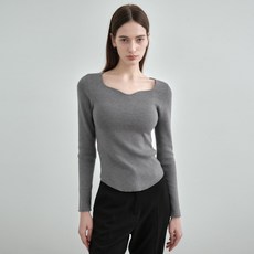 몽돌 여성용 하트 넥 슬림 골지 니트 MDKT120