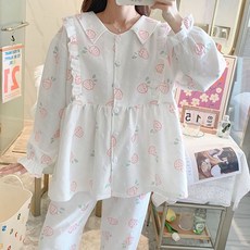 Estella孕婦蕾絲草莓圖案睡衣