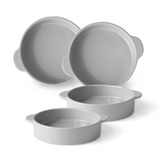 PRELUDE 素色雙柄圓形餐碗 L號 4件組, 灰色, 1套