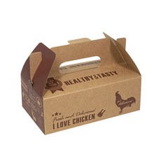 手提牛皮紙炸雞盒 小 200入, 混合顏色, 1個