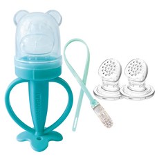 ange 咬咬樂輔食器+替換濾網袋 2入, 小熊款(薄荷色), 1組