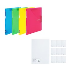 ECO Chungwoon 環保透明多色雙夾文件夾 A4 4入+PP名片L夾 A4 透明 10入, 隨機發貨, 1套