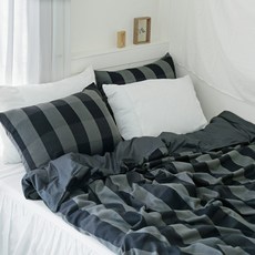CASA VERDE 晚夜時尚條紋被套, 灰色