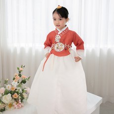 Doha韓服 女童杏花唐衣赤古裡 + 裙子韓服套裝