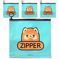 투영디자인 러블리 애니멀 지퍼백, 너구리, 4개