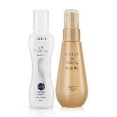 BIOSILK Silk Therapy 絲洛比 洗髮乳 60ml+角蛋白噴霧 60ml, 1組