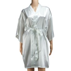 緞面浴袍 短款, 白色的, 1個