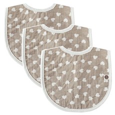 印花棉紗圍兜, 米色底愛心款, 1件, 3件