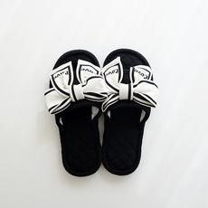 EVER HOUSE 三層緩衝蝴蝶結棉質室內拖鞋, 白色, 1個