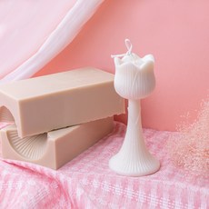 ANGLE THING 粉紅漩渦鬱金香燭台雙面立體矽膠模具, 單一顏色