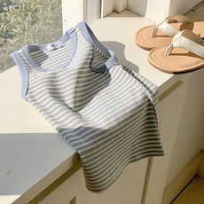 Starbean 女童條紋修身無袖上衣