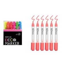 monAmi 裝飾馬克筆 460 6色 螢光+螢光紅 6入組, 1套