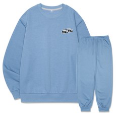 디엘크리 남성용 해피니스 스몰로고 맨투맨 + 조거 팬츠 세트