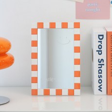 우드리퍼블릭 세라믹 타일 강화유리 화장대 거울 소형, 오렌지체크