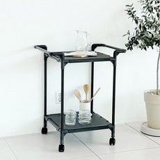 리빙해피 국내산 서빙카트 2단 베이직, 블랙, 1개